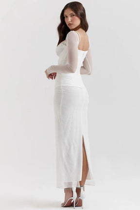 Vestido Longo Com Renda - Corpete