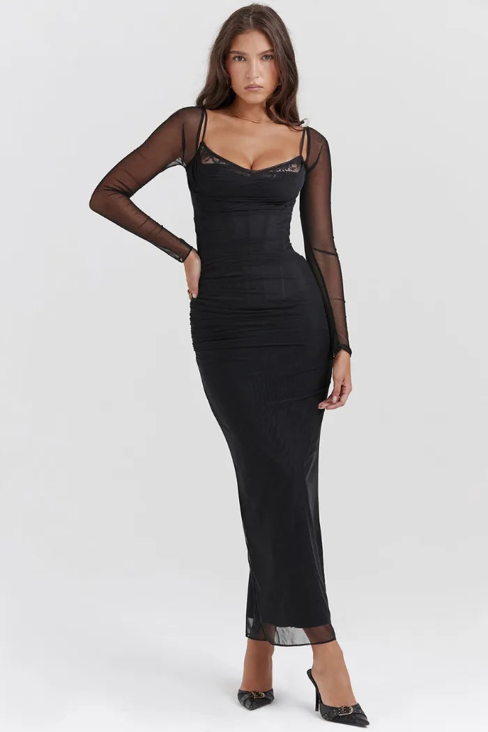 Vestido Longo Com Renda - Corpete